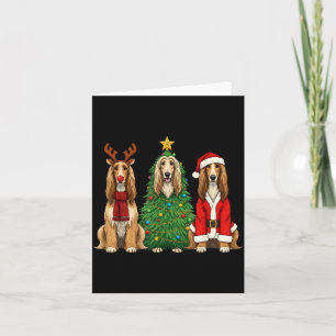 Retro Christmas Afghan Hound Santa Reindeer Dog Lo Card