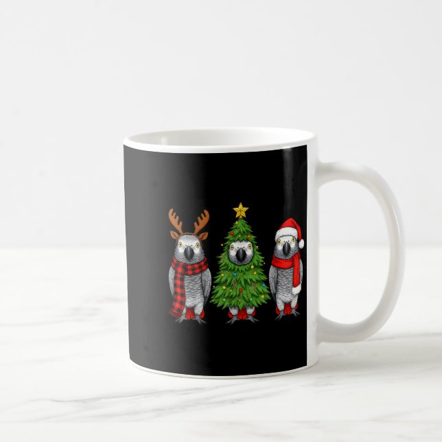 Retro Christmas African G Parrot Bird Santa Reinde Coffee Mug (Right)