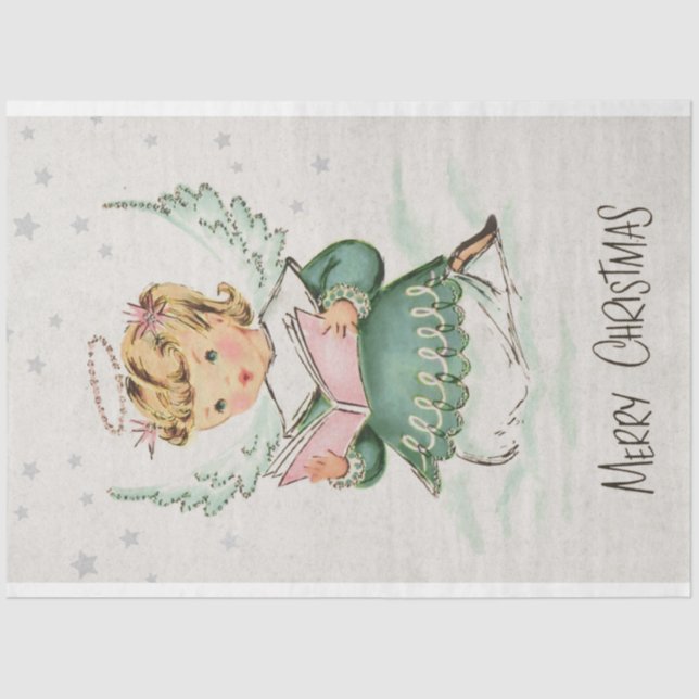Retro Christmas Angel Decoupage Tissue Paper (Front)