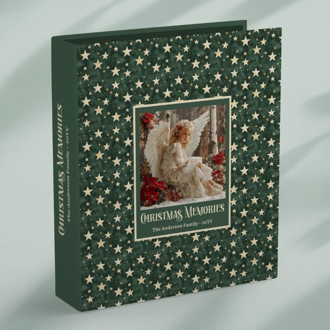 Retro Christmas Angel Red Green Gold Memory Album  3 Ring Binder (Retro Christmas Angel Red Green Gold Memory Albums)