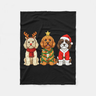 Retro Christmas Ao Santa Reindeer Dog Lover Fleece Blanket
