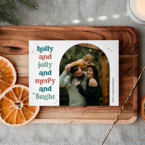 Retro Christmas Arch Photo Family Holiday Card