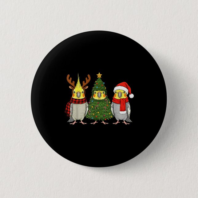 Retro Christmas Atiel Parrot Santa Reindeer  Button (Front)