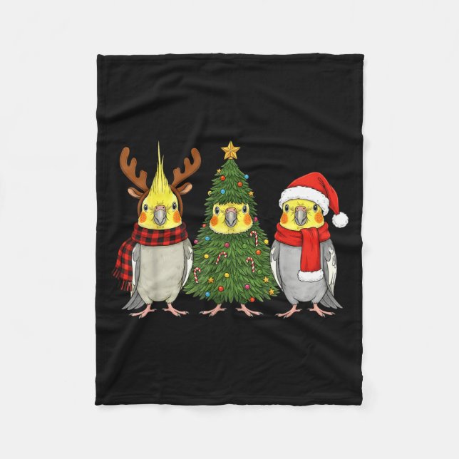 Retro Christmas Atiel Parrot Santa Reindeer  Fleece Blanket (Front)