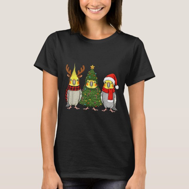 Retro Christmas Atiel Parrot Santa Reindeer  T-Shirt (Front)