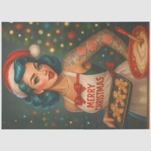 Retro Christmas Baking Pin-Up Decoupage Tissue Paper