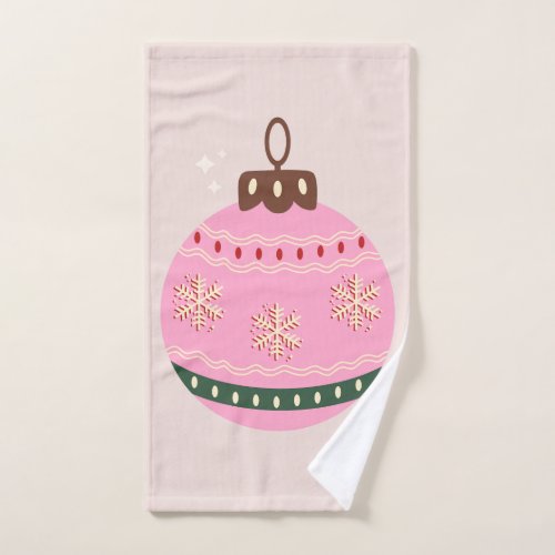 Retro Christmas Bauble Pink Holiday Bath Towel Set