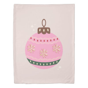 Retro Christmas Bauble Pink Holiday Duvet Cover