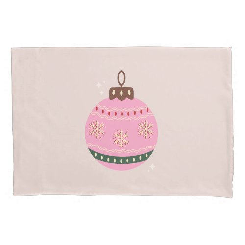 Retro Christmas Bauble Pink Holiday Pillow Case