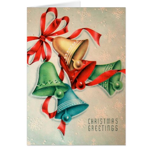 Retro Christmas bells add message card