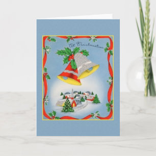 Retro Christmas Bells Greeting Card