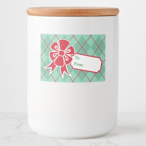 Retro Christmas Bow Gift Tag Food Labels