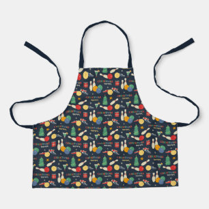 Retro Christmas Bowling Pattern Apron