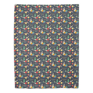 Retro Christmas Bowling Pattern Duvet Cover