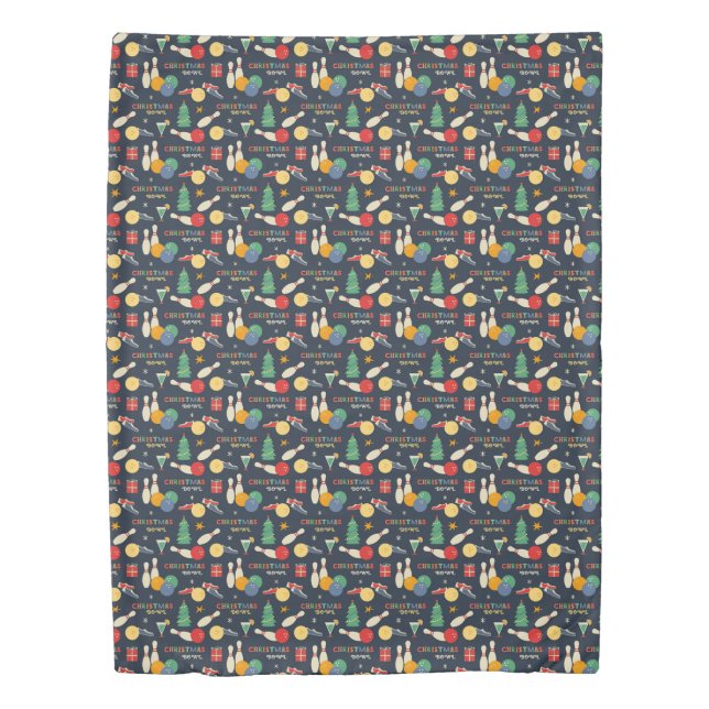 Retro Christmas Bowling Pattern Duvet Cover (Front)