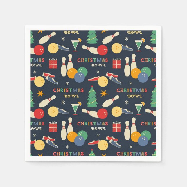 Retro Christmas Bowling Pattern Napkins (Front)