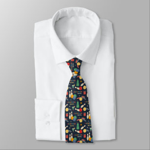 Retro Christmas Bowling Pattern Neck Tie