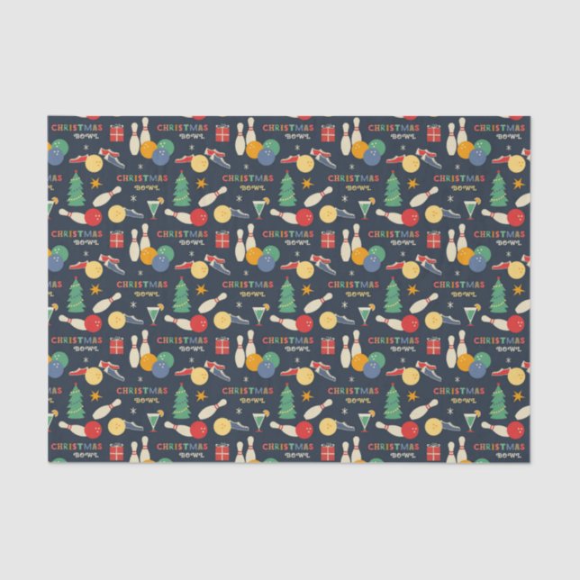 Retro Christmas Bowling Pattern Tissue Paper (Front)
