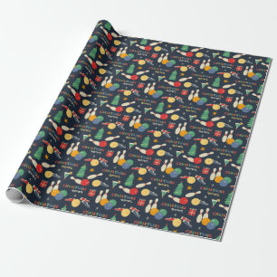 Retro Christmas Bowling Pattern Wrapping Paper