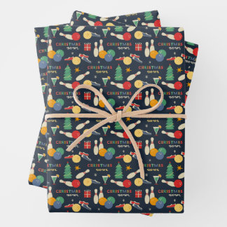 Retro Christmas Bowling Pattern Wrapping Paper Sheets