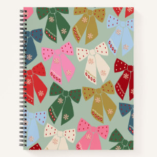 Retro Christmas Bows Coquette Notebook