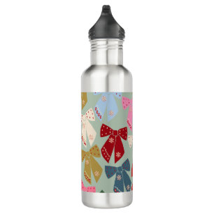 Retro Christmas Bows Coquette Stainless Steel Water Bottle