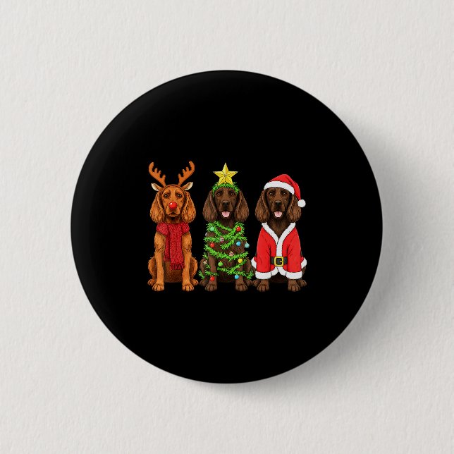 Retro Christmas Boykin Spaniel Santa Reindeer Dog  Button (Front)
