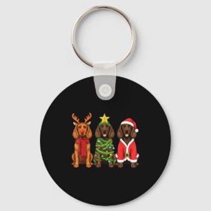 Retro Christmas Boykin Spaniel Santa Reindeer Dog  Keychain
