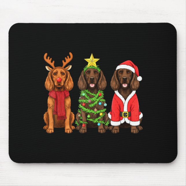 Retro Christmas Boykin Spaniel Santa Reindeer Dog  Mouse Pad (Front)