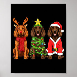 Retro Christmas Boykin Spaniel Santa Reindeer Dog  Poster