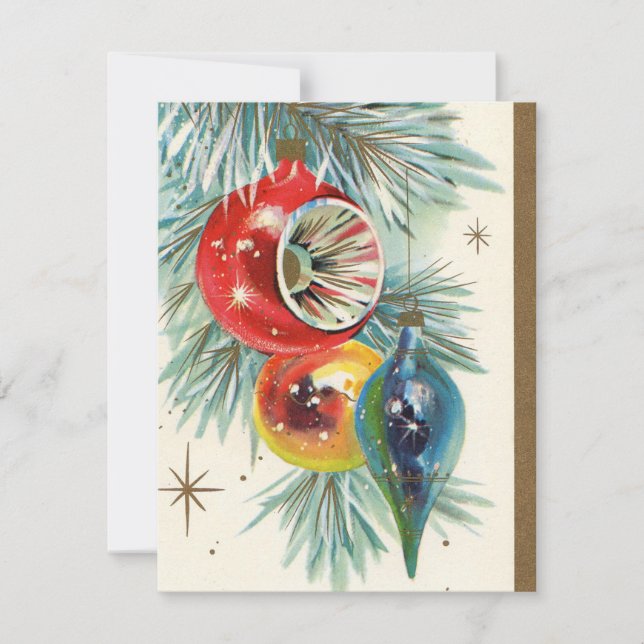 Retro Christmas bulb add message card (Front)