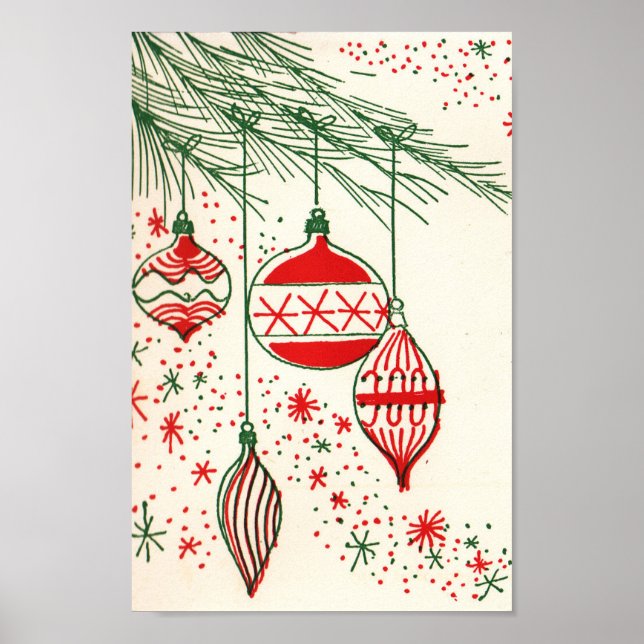 Retro Christmas bulbs Holiday poster (Front)