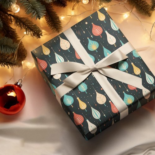 Retro Christmas Bulbs Ornaments Pattern 2 Wrapping Paper