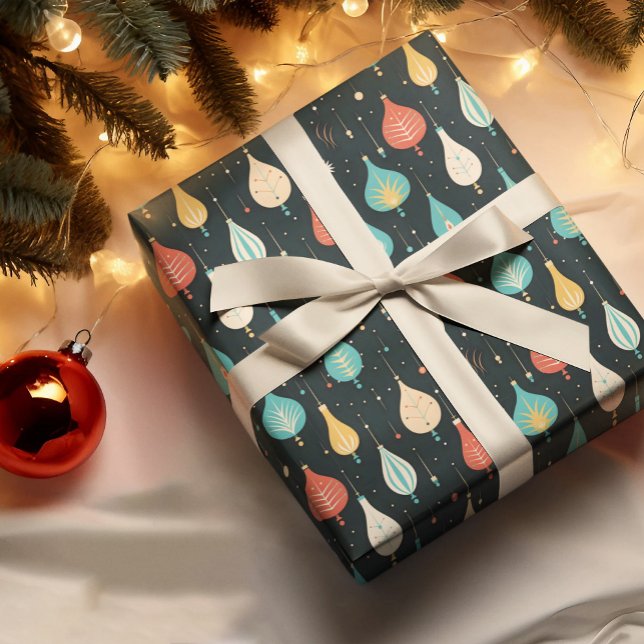 Retro Christmas Bulbs Ornaments Pattern 2 Wrapping Paper (Creator Uploaded)