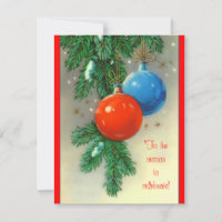 Retro Christmas Bulbs Party Invitation