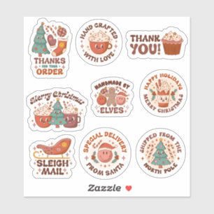 Retro Christmas Business scrapbook stationery Sticker