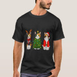 Retro Christmas Calico Cat Santa Reindeer  T-Shirt