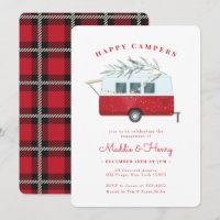 Retro Christmas Camper Red Engagement Party