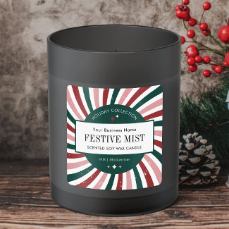 Retro Christmas Candle Label Holiday Packaging