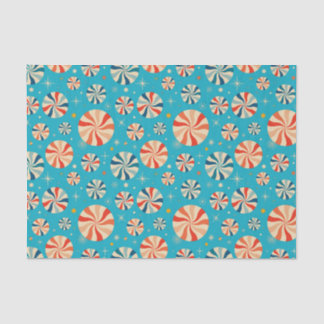 Retro Christmas Candy Cane Blue Tissue Paper