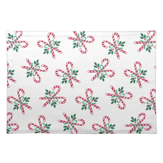 retro christmas candy cane cloth placemat (Front)
