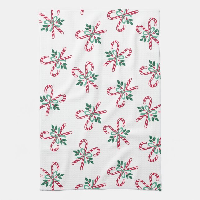 retro christmas candy cane kitchen towel (Vertical)