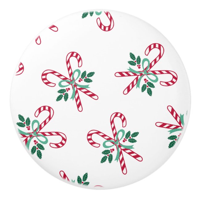 retro Christmas candy canes Ceramic Knob (Front)
