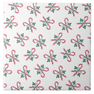 retro Christmas candy canes Ceramic Tile