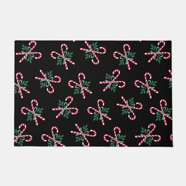 retro Christmas candy canes Doormat (Front)