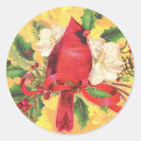 Retro Christmas Cardinal sticker