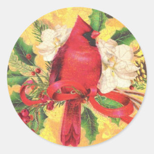 Retro Christmas Cardinal sticker