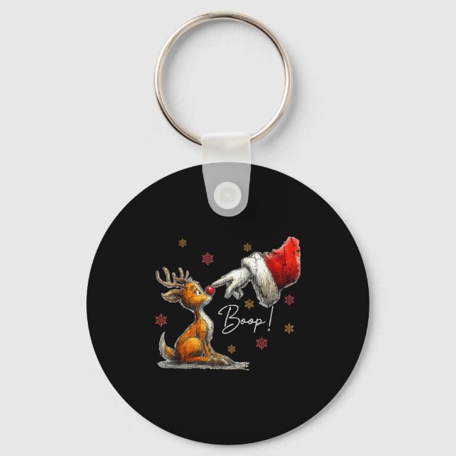 Retro Christmas Cartoon Boop, Christmas Reindeer  Keychain (Front)