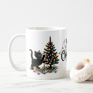 Retro Christmas Cat Coffee Mug