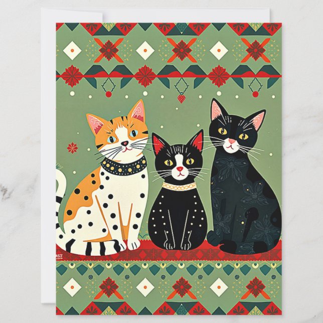 Retro Christmas cats craft paper (Front)